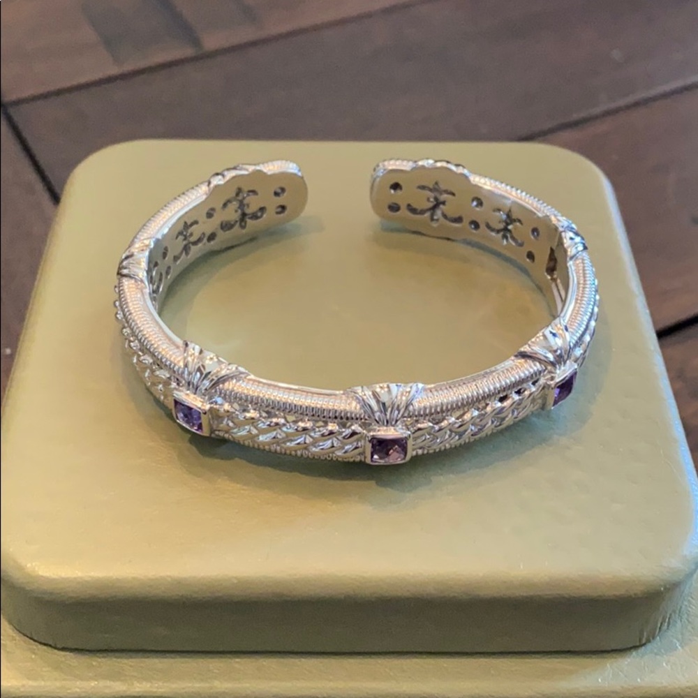 Judith Ripka Amethyst 925 Silver Cuff